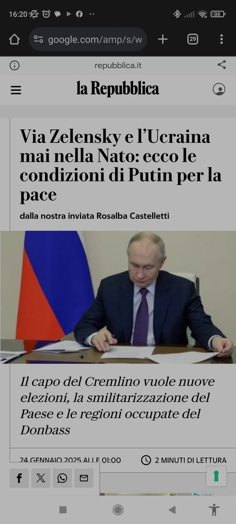 Putin detta condizioni di pace